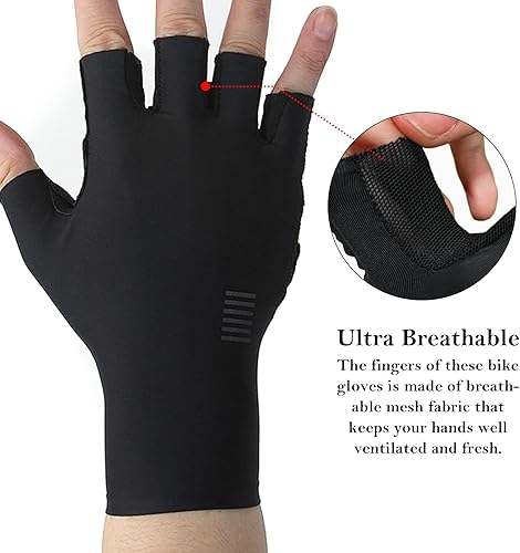 Miniatura 3 de YKYWBIKE Guantes de ciclismo transpirables, guantes deportivos acolchados de medio dedo, guantes de ciclismo antideslizantes, guantes de bicicleta
