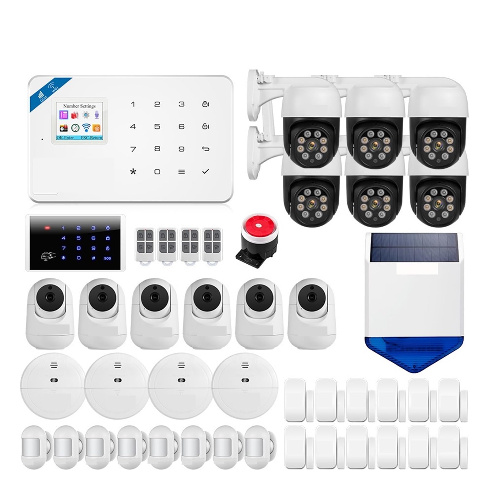 Kit de alarma casa inteligente GSM, seguridad inalámbrico 433Mhz, Control cámara IP, sirena con Sensor movimiento Para casa y garaje(W181 GSM Tuya Kit 3)