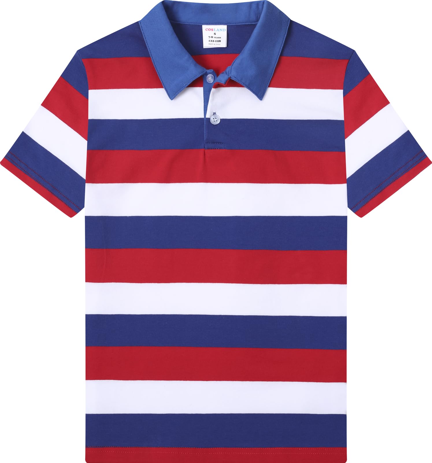 COSLAND Boys' Xs-Large Striped Polo Shirt, Cotton Short Sleeve Shirt