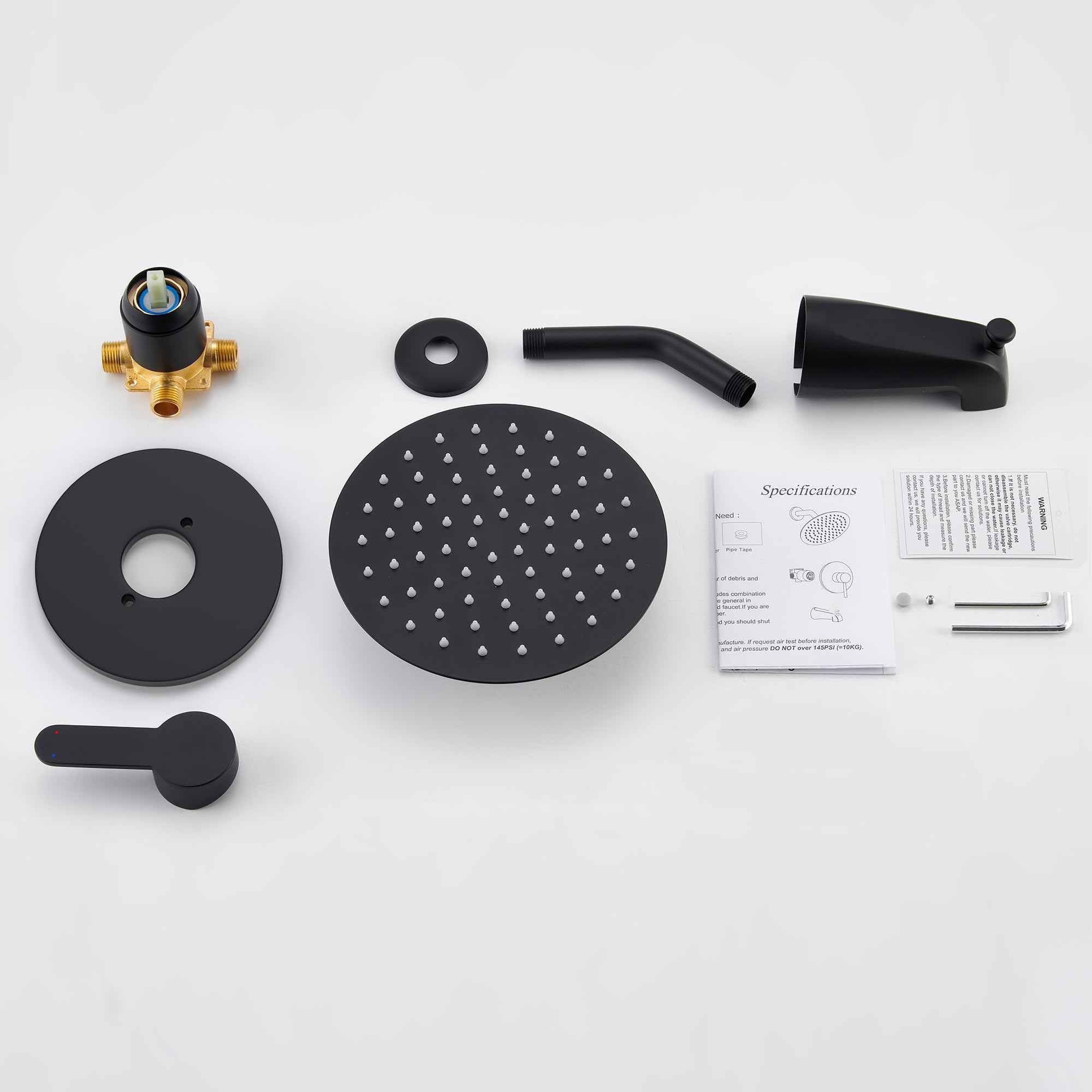 Holispa Tub Shower Faucet, Matte Black Shower Faucet Set with 8-Inch ...
