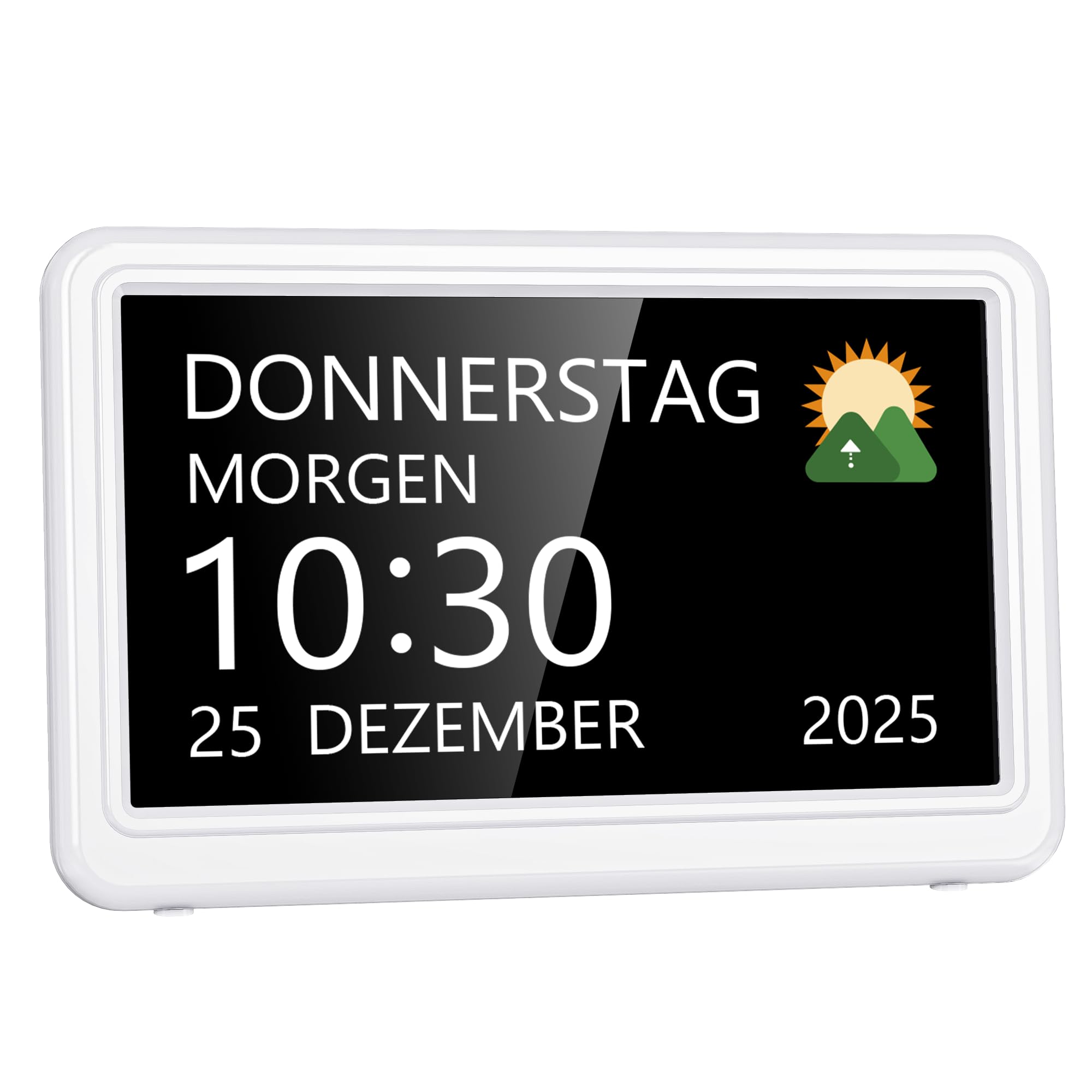 Roxicosly Digitaler Kalender, Elektronischer Tag Datum Wecker, Digital Uhr mit 20 Benutzerdefinierte Erinnerungen, 20 Wecker, 12 Themen, 10 Stufen Dimmer, 7 Zoll, Demenz Uhr für Senioren