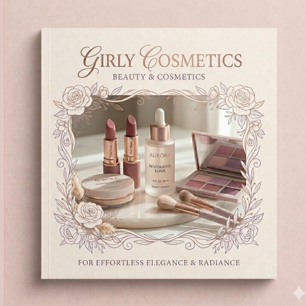 Girly Cosmetics: Coloring Book: Fun and Relaxing Beauty Themed pages for girls and teens