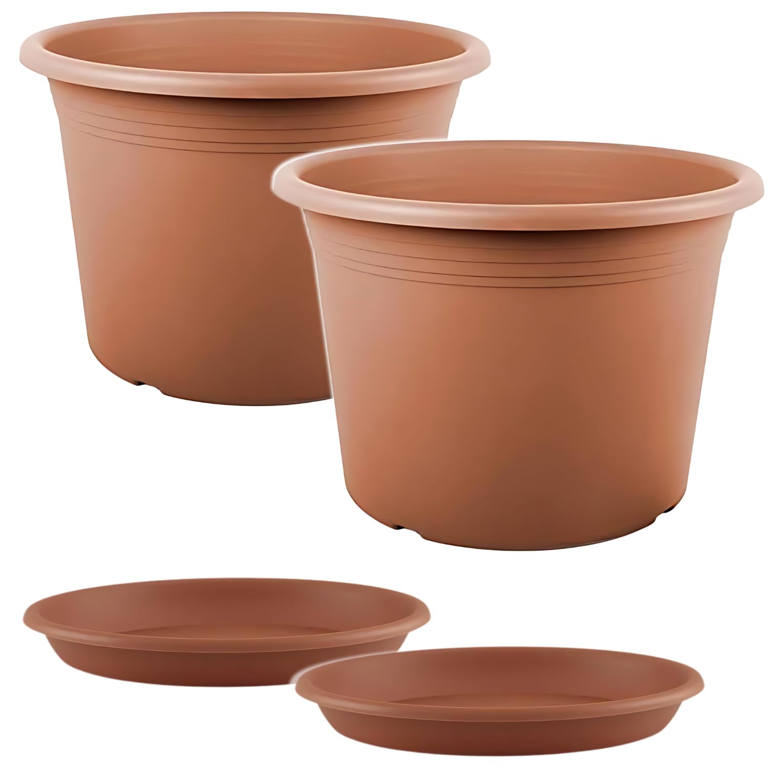 Tomaino - Pot pour Plantes d'Extérieur en Plastique, 2 pièces + Sous-pot de Diverses Tailles pour Intérieur, Maison, Balcon, Orchidée, Avocat, Jardin, Bureau (Ø 40 cm)