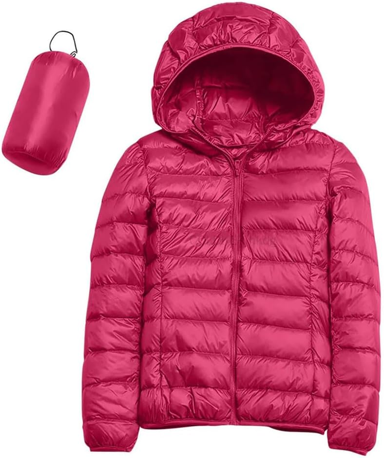 Women Lightweight Hooded Down Jacket Winter Warm Quilted Parka Coat Plus Size