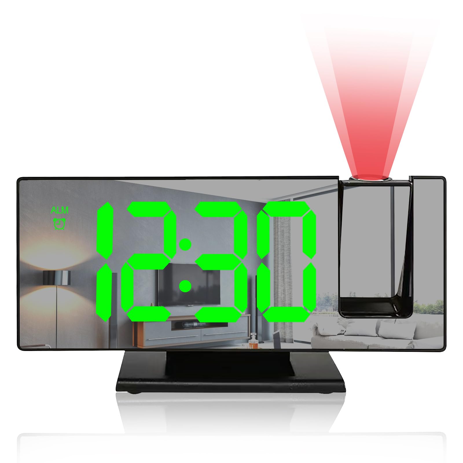 BYZESTY Sveglia Digitale con Proiezione, Sveglia con Proiettore Soffitto, Orologio Digitale Alimentata Tramite USB, con Grande Display, Temperatura, Snooze, Data, 12/24HR, 3 Livelli di Luminosità