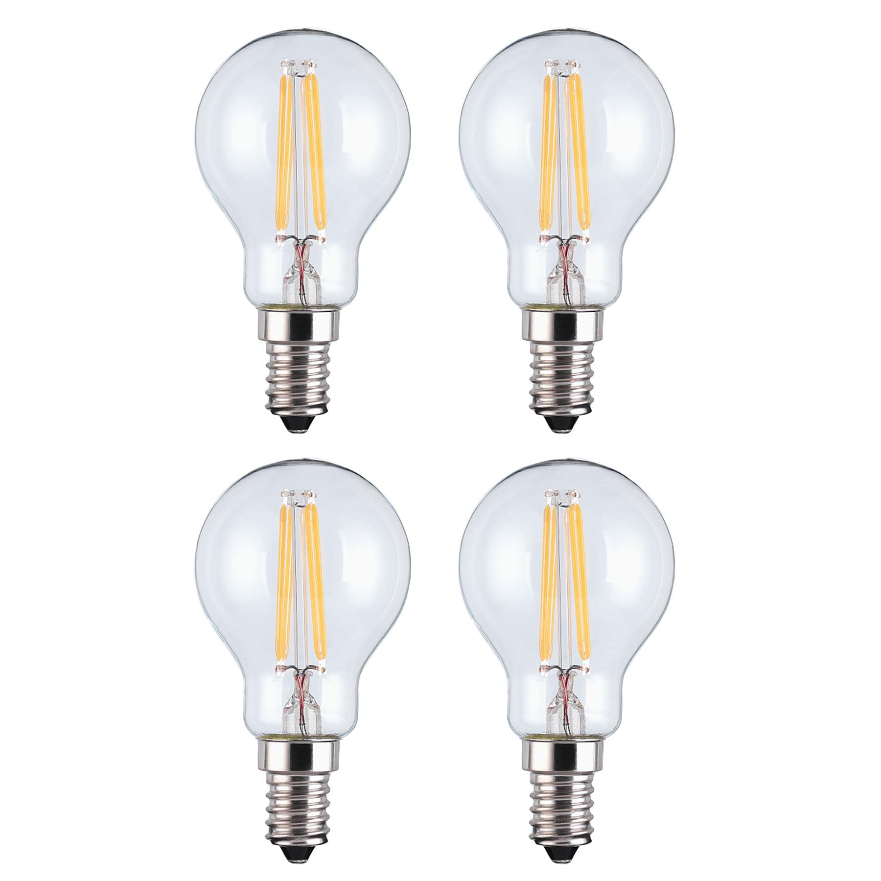 Simpa White Led Filament 4.2W Warm 470Lm Mini Globe Lightbulb - E14 / Ses Small Screw - Set Of 4 Bulbs