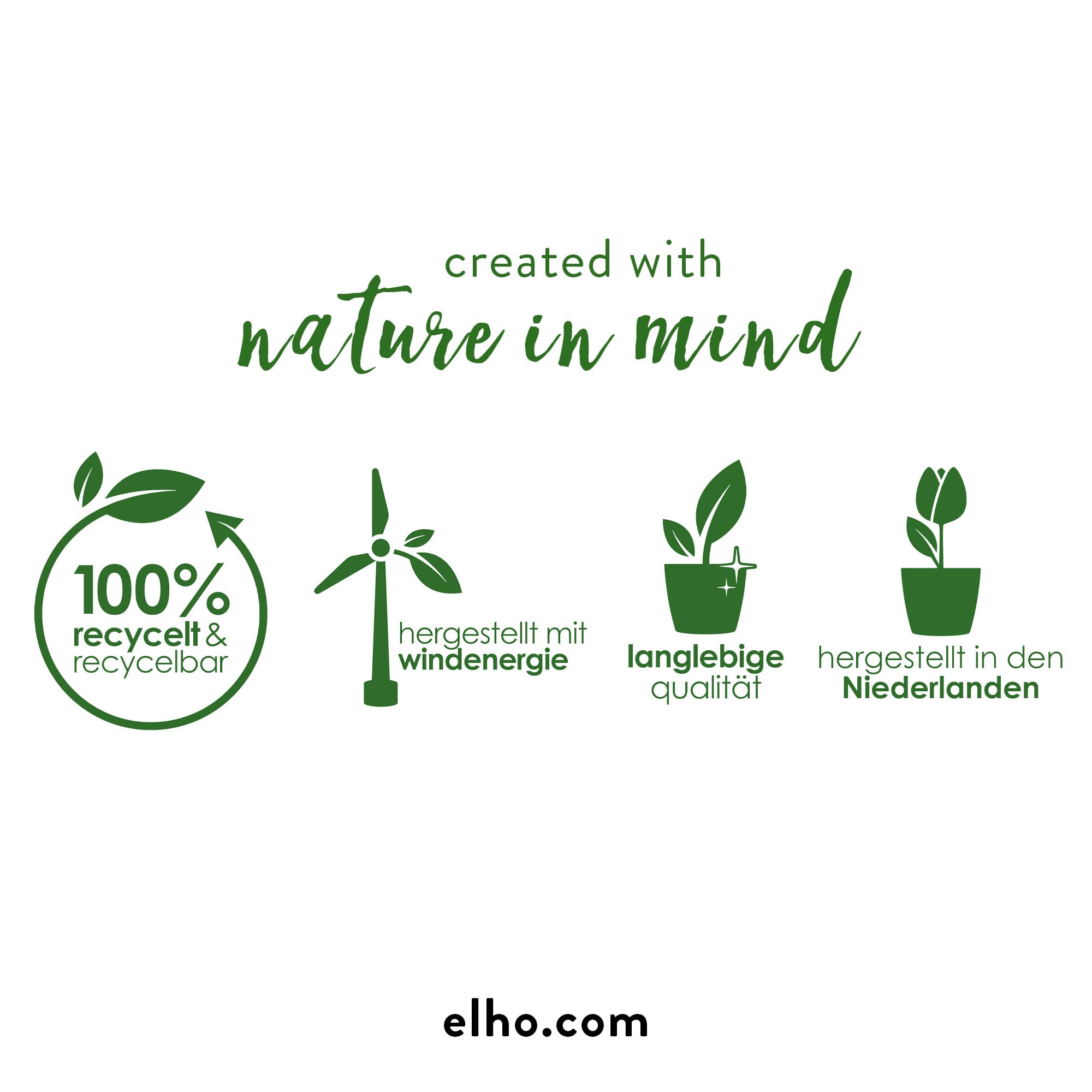 elho Vivo Next Quadrat 40cm - Living Schwarz | L 39 x B 39 x H 37.9 cm | für den Innen- und Außenbereich | 100% recyceltes Plastik