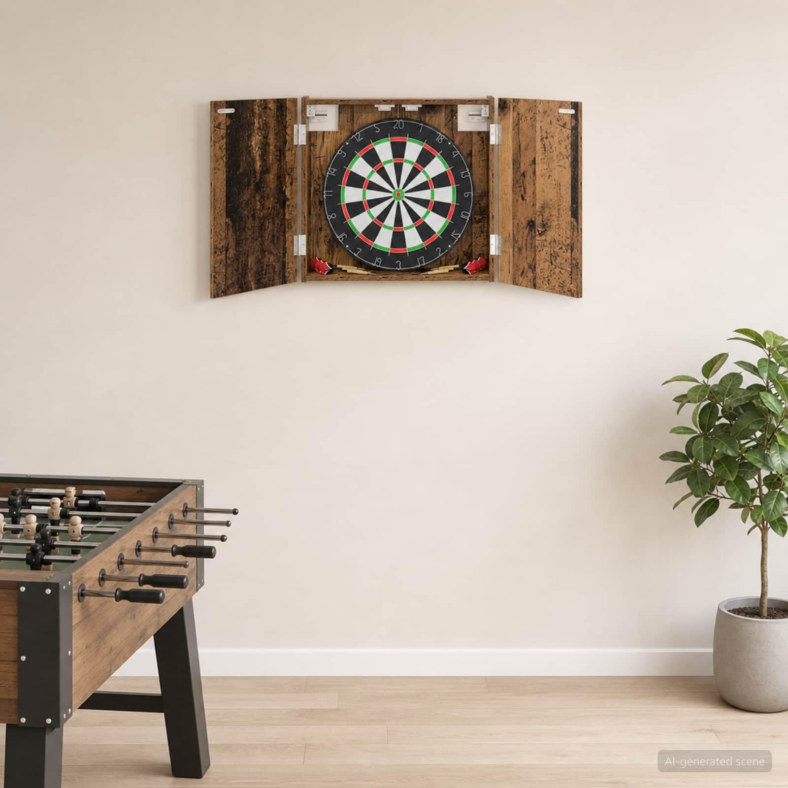 Szafka do gry w darta z materiału drewnopochodnego 56 x 12 x 63 cm, szafka do gry w darta, z zapięciem magnetycznym