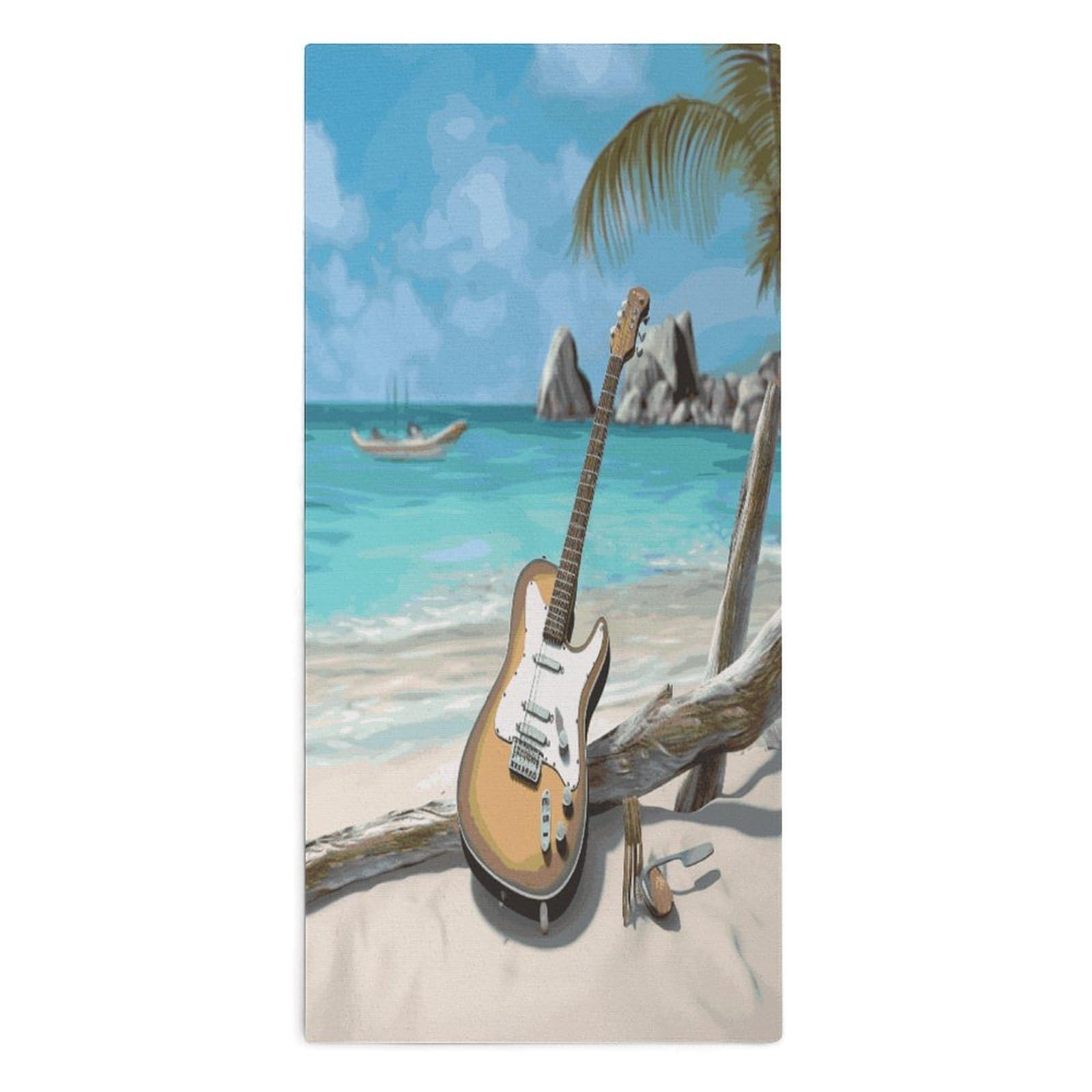 Btcowzrv Style Guitar On The Beach Bath Towel Beach Towels Shower Towel