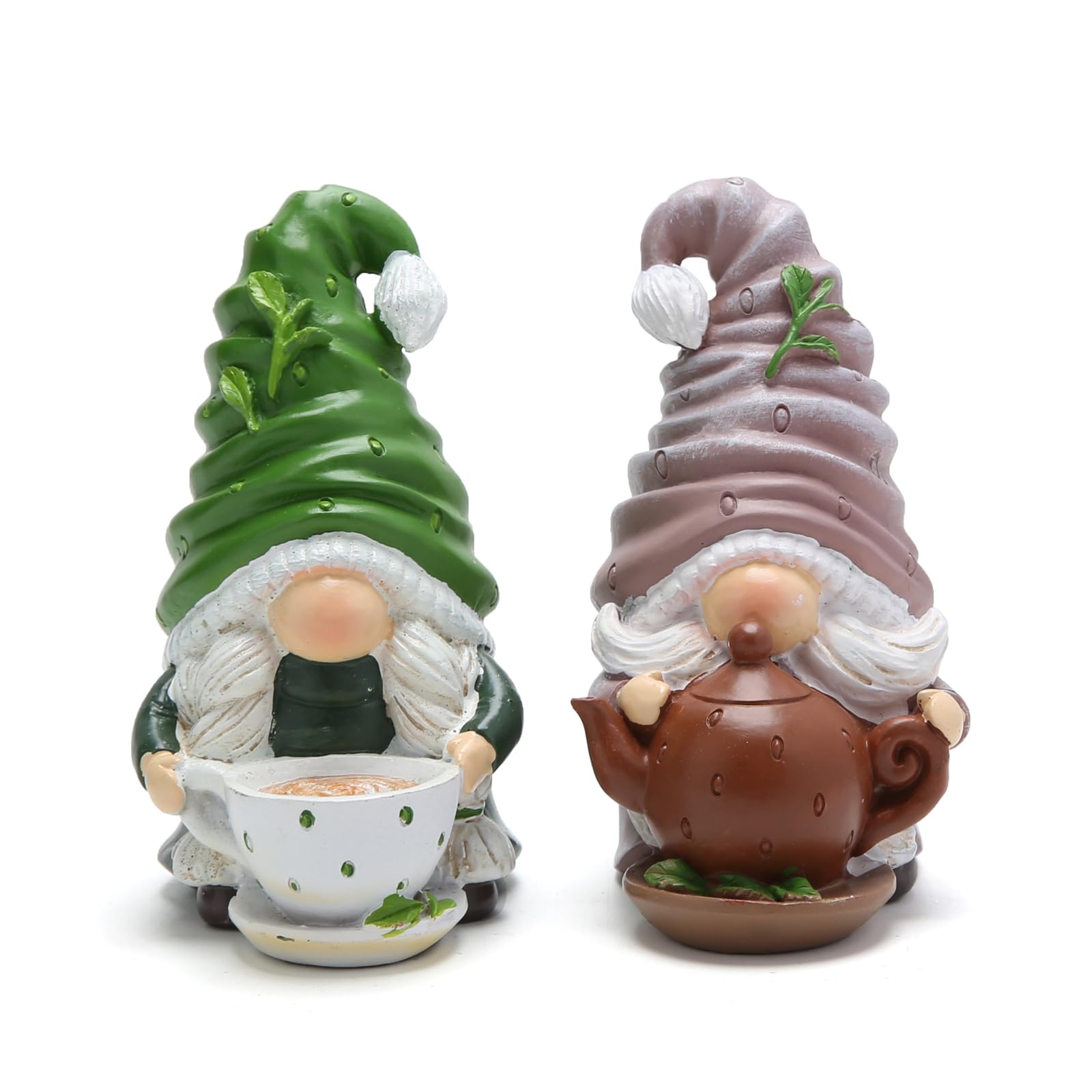 HodaoTea Culture Gnomes Figurines - 2 PCS Handmade Elf Scandinavian Tomte Decor for Tea Day Party Home Gifts