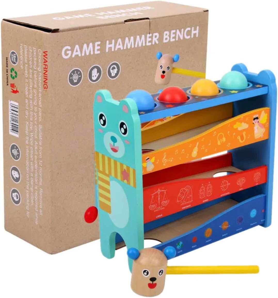 ToyArtsy Game Hammering Pounding Toys Kids Hammer & Pound Toy Pounding Game for Single and Double Kids Early Montessori Educational Tool Gift for Kids Girls Boys