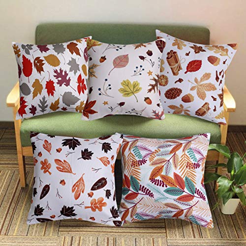 Image of RD TREND Jute Cushion Covers 16x16 Inch - Set of 5 | Digital Printed Decorative Throw Pillow Covers for Sofa, Couch, Living Room & Bedroom | Cushion Cases (Without Fillers)-White