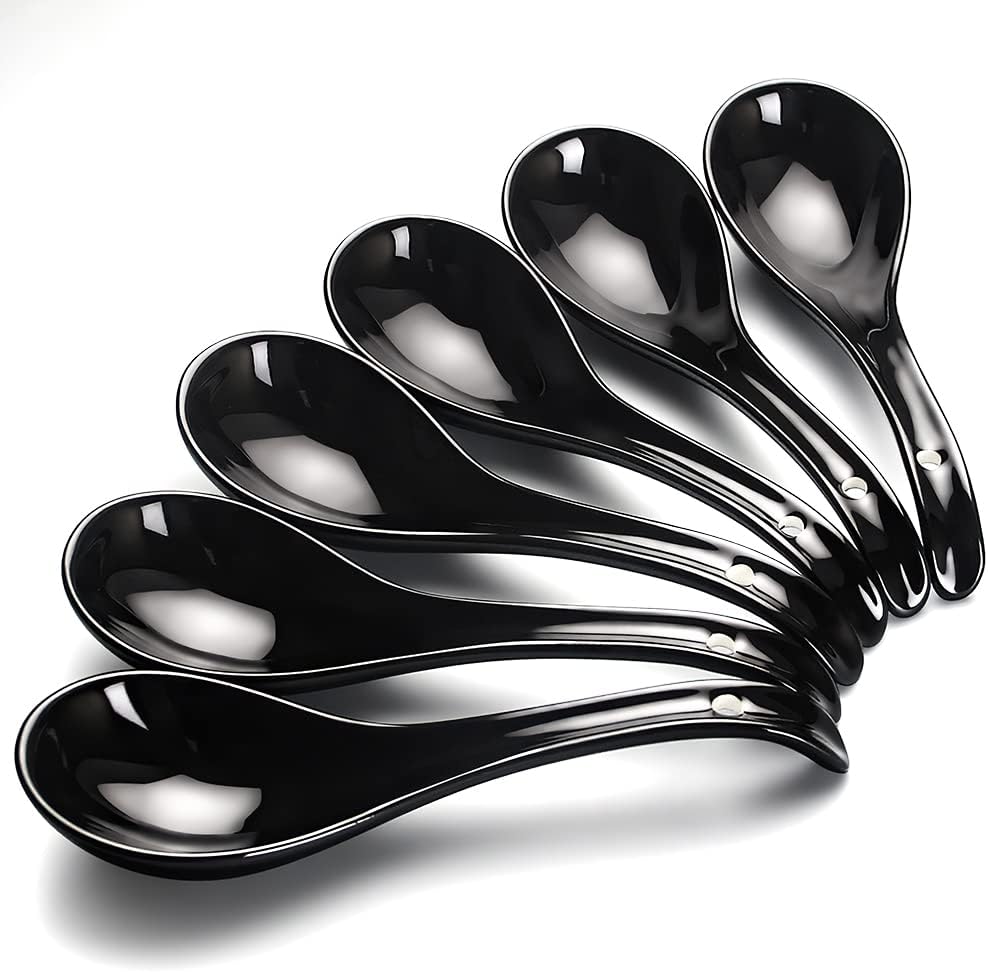 AOOSY Asian Soup Spoon Set of 6,6.7 inch Ceramic Chinese Soup Spoons ...