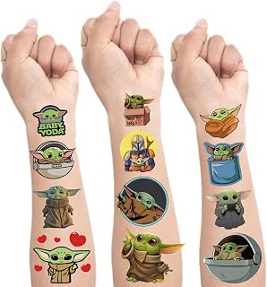 8 Sheets Temporary Tattoos Stickers For Star Wars, Baby Wars Birthday Party Supplies Decorations Party Favors, Gifts for Boys Girls School Classroom Rewards