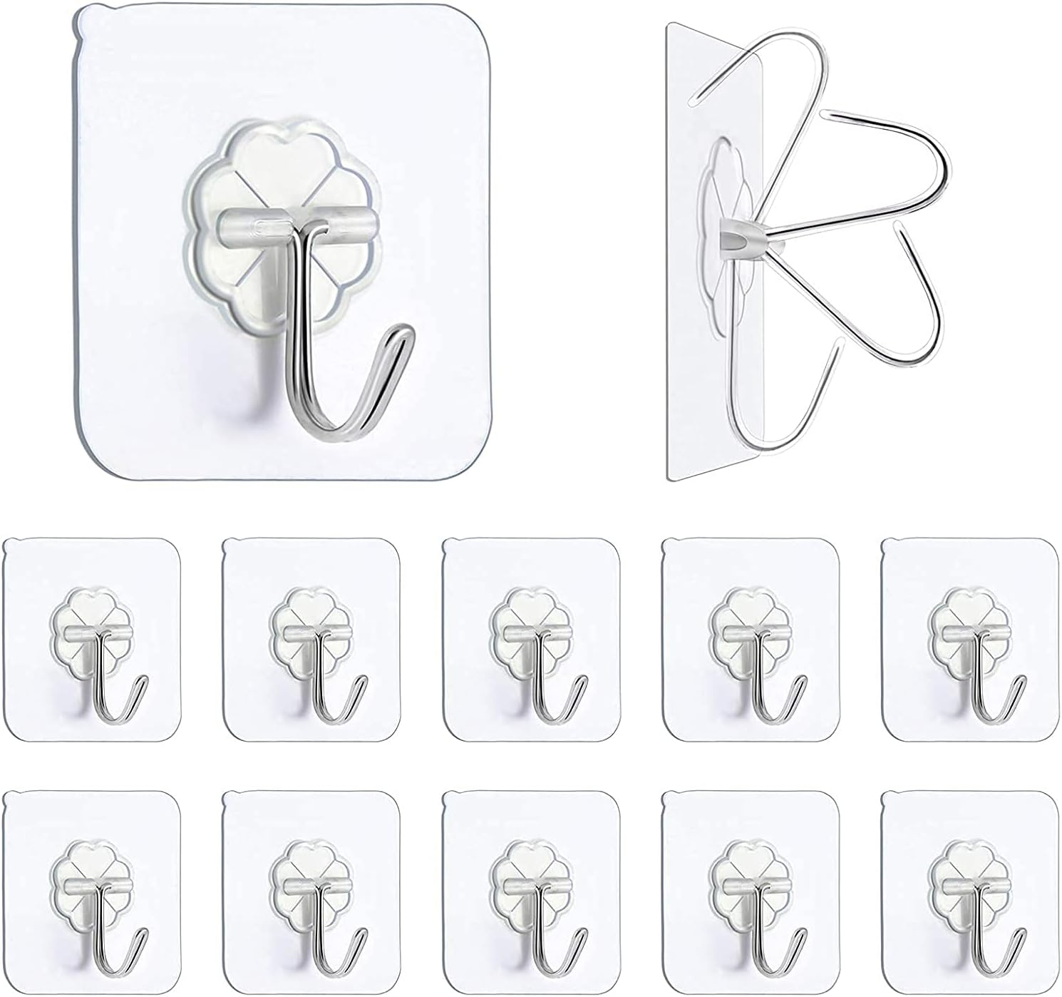 SVS ONLINE® Adhesive Hooks Kitchen Wall Hooks-Heavy Duty 13.2lb(Max) Nail Free Sticky Hangers with Stainless Hooks