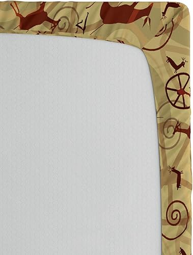 Miniatura 111 de Ambesonne - Sábana bajera ajustable multicolor, en colores y tres tamaños Azul y gris,Verde Militar Sage Green,Ámbar beige,Negro Grey White,Azul