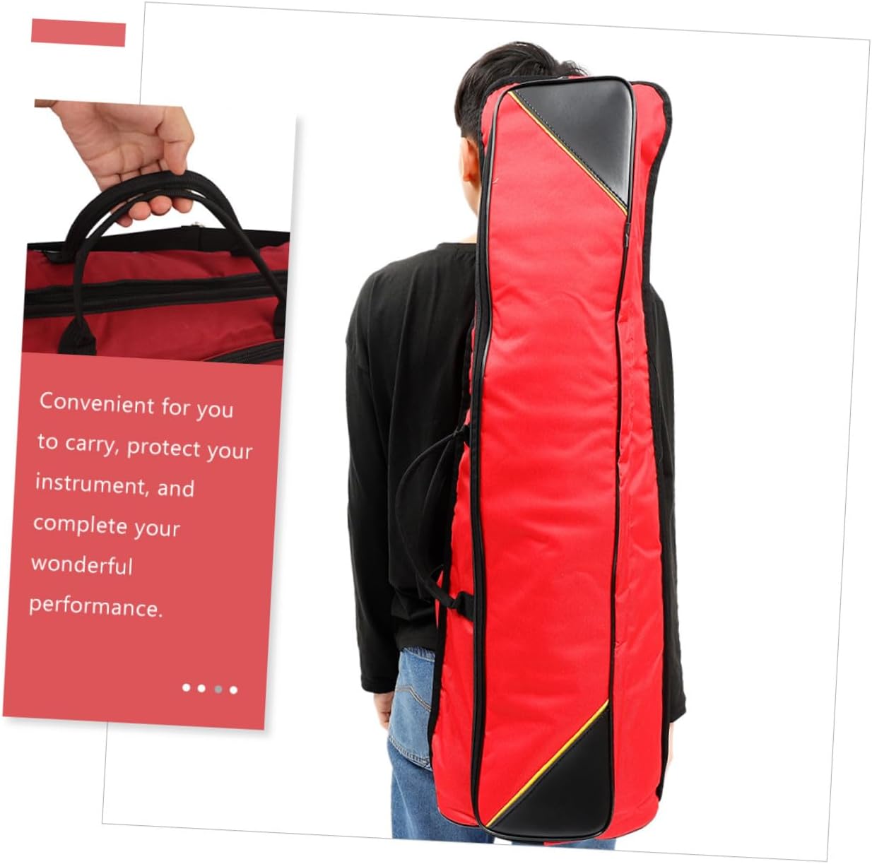UPKOCH Thick Waterproof Oxford Cloth Tenor Trombone Bag Portable Trombone Carrying Case Red Instrument Storage Bag for Travel