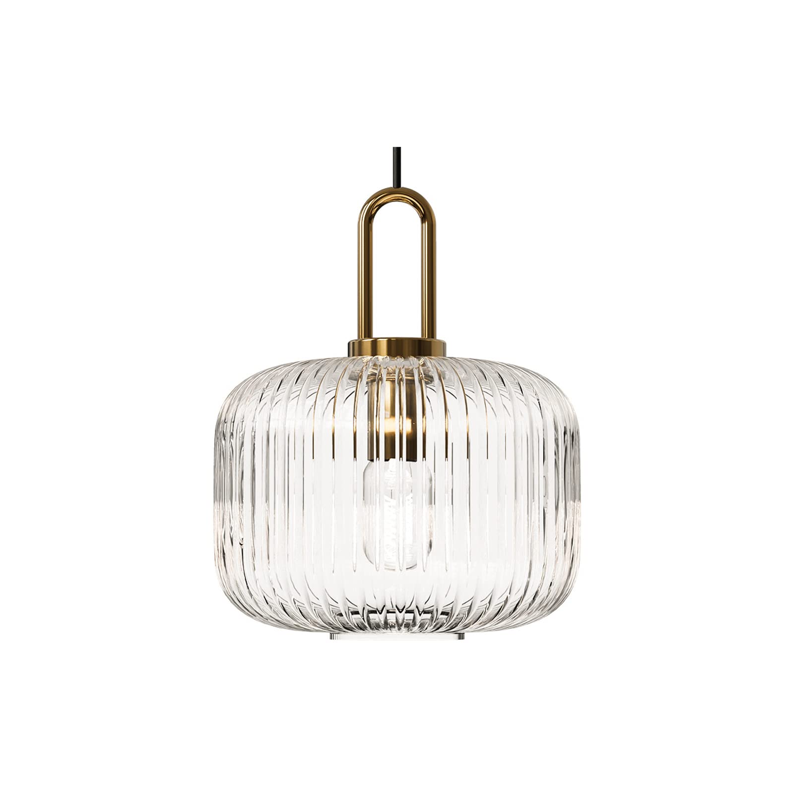 Luz de colgante de vidrio de rayas transparente E27 lámpara de techo ajustable 8