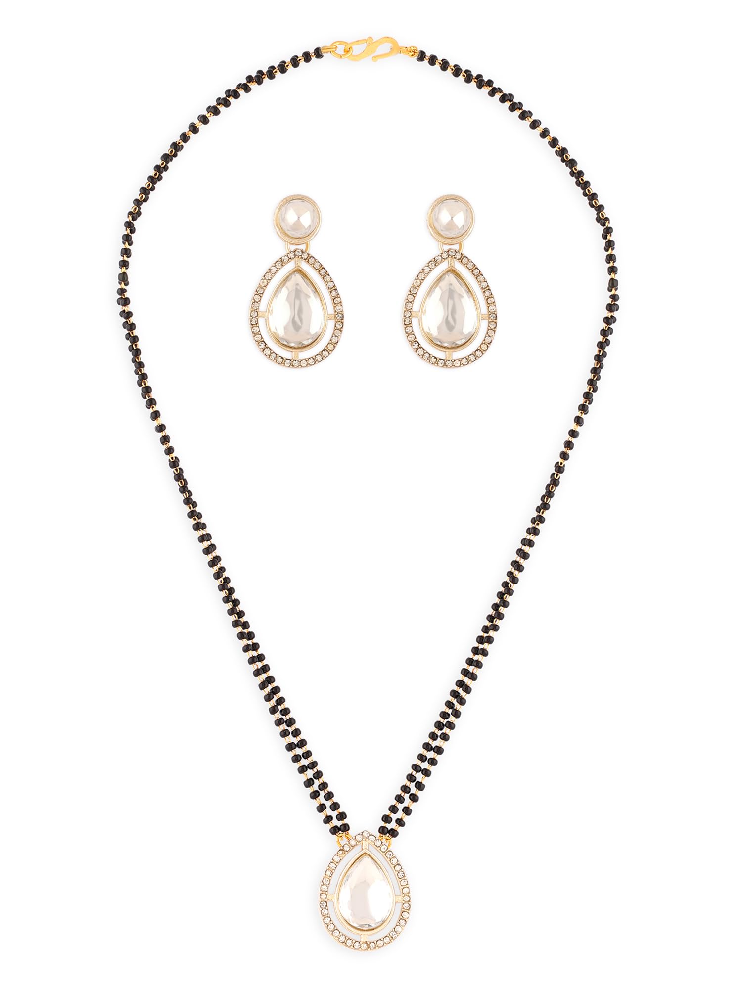 ZAVERI PEARLS Gold Tone Austrian Diamonds Embellished Drop Shape Beaded Mangalsutra & Earring Set For Women-ZPFK17076 (B0CNR8RSMW) Amazon Price History, Amazon Price Tracker