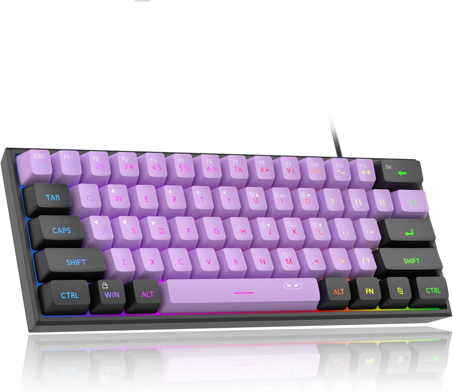 MageGee TS91 Mini 60% Gaming Keyboard, RGB Backlit 61 Key Keyboard, Ergonomic Waterproof Mechanical Feeling Office Computer Keyboard for PC, MAC, PS4, Gamer(Violet)…-picture-30