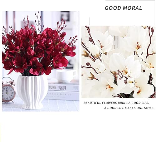 Miniatura 7 de Flor falsa orquídea artificial flor hogar fotografía accesorios fiesta magnolia flor ramo de boda decoración del hogar (blanco)