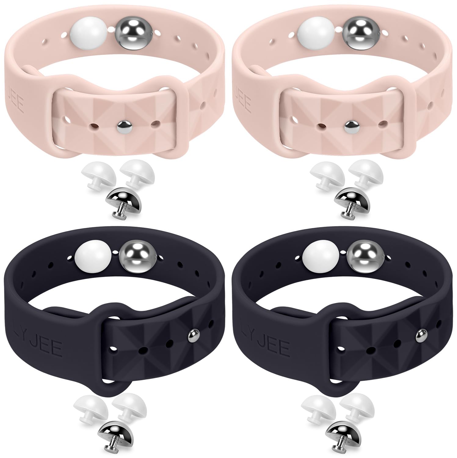 Motion Sickness Bracelets for Travel: Acupressure Anti Nausea Wristband for Morning Sickness - Sea Sickness Wristbands for Car Boat Air - Nausea Bands for Motion Sickness 2 Pair Black Pink