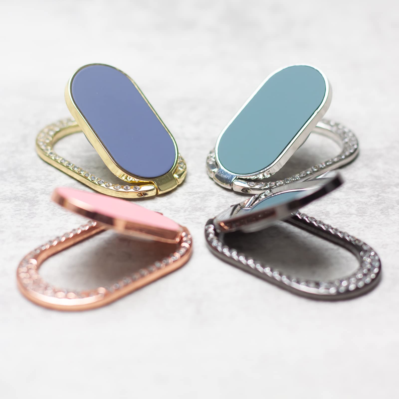 [2 paquetes] Soporte de anillo de teléfono con purpurina esmaltada con diamantes incrustados de diamante, soporte de anillo de teléfono brillante, anillo de dedo celular de diamantes de imitación para