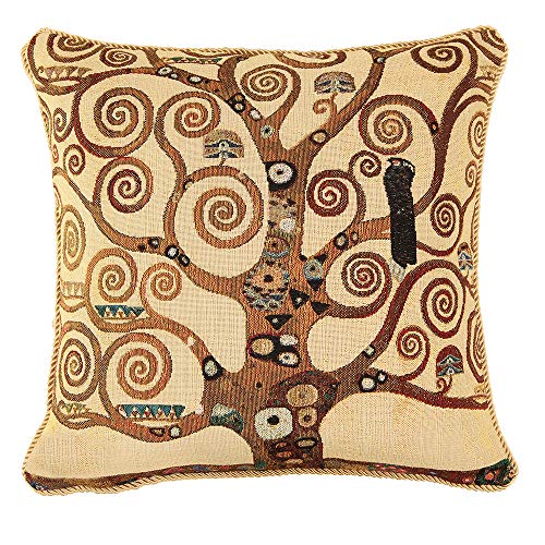 Signare Funda de cojín Inspirada en Gustav Klimt Árbol de la Vida y el Beso (Klimt - Árbol de la Vida, CCOV-Art-Klimt-2)