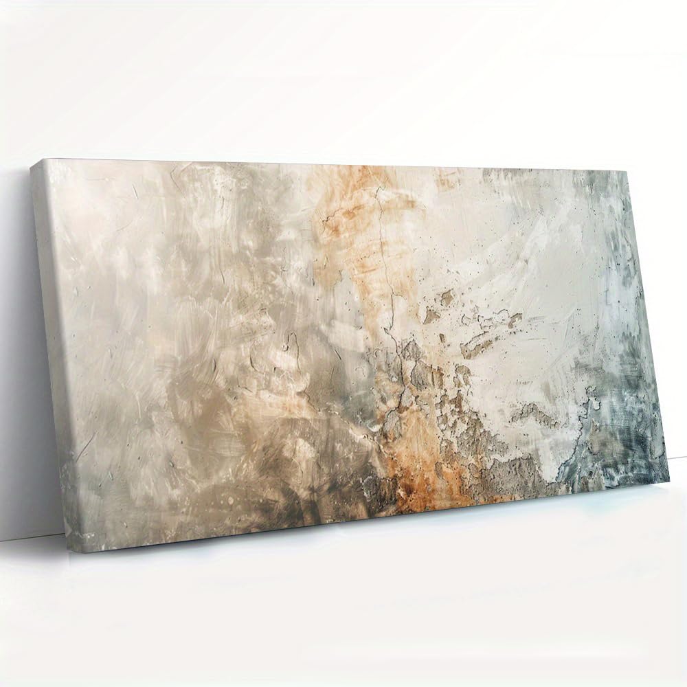 Uudezo With Frame Large Modern Abstract Grunge Texture Beige/Brown Framed Canvas Wall Art Textured Painting For Living Room Decor(65X130cm(26X51in)