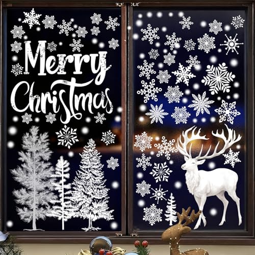 LOMIMOS 9 Stück Fensterbilder Weihnachten,Wiederverwendbare Statische...