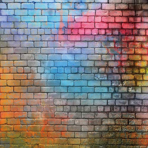 LTLYH 8x8ft Colorful Brick Wall Photo Backdrop Baby Birthday Wedding Party Photography Background Decor Studio Photo Booth A081