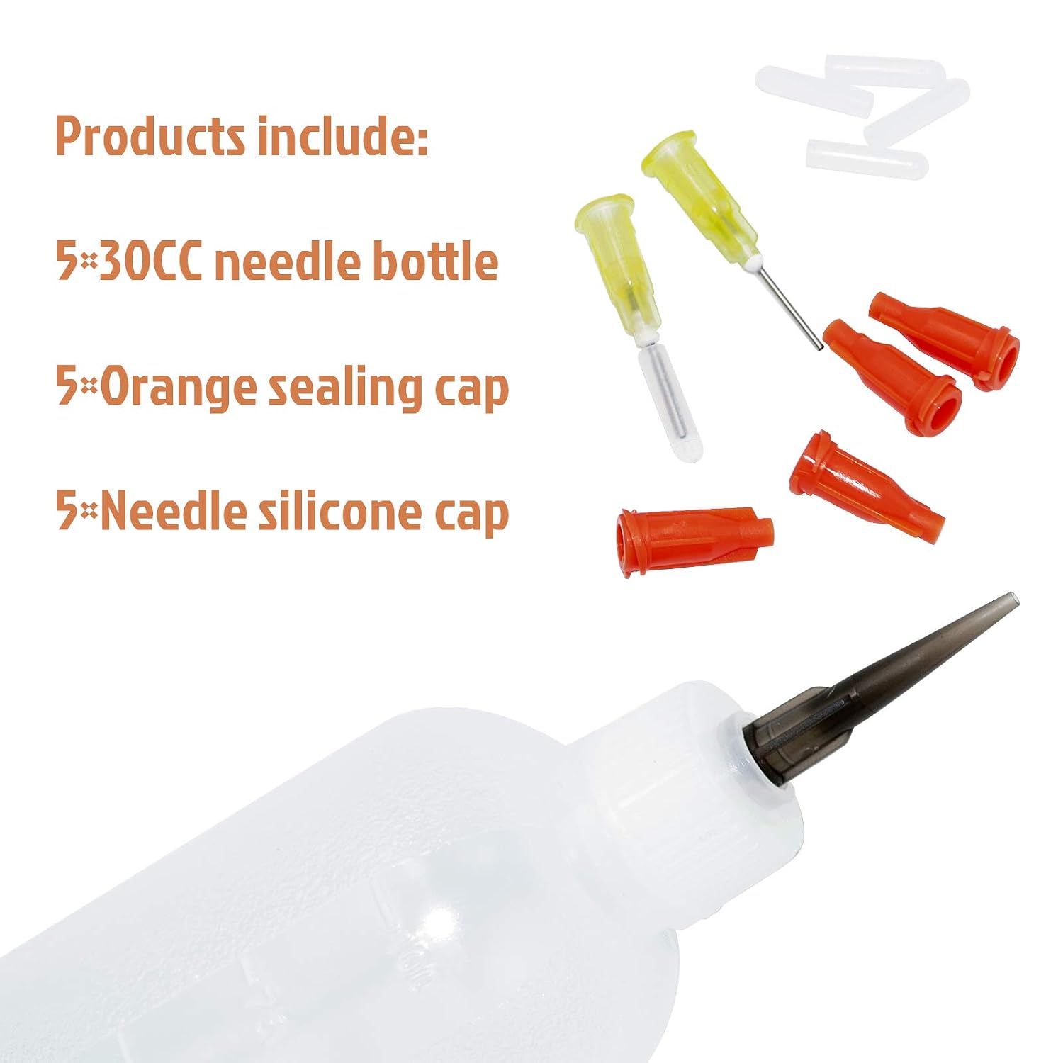 FJNATINH 30cc Needle Glue Bottle, Needle Tip Squeeze Bottle, Precision Tip Applicator Bottles, 5 Pack