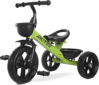Toddler Tricycle for 1.5 to 5 Years, Tricycle for Ages 2-4 Years, Extra-Wide Rear Wheelbase for Stability, Trikes for Kids 1-3 with Dual Storage Baskets, Easy to Carry Seat, Green