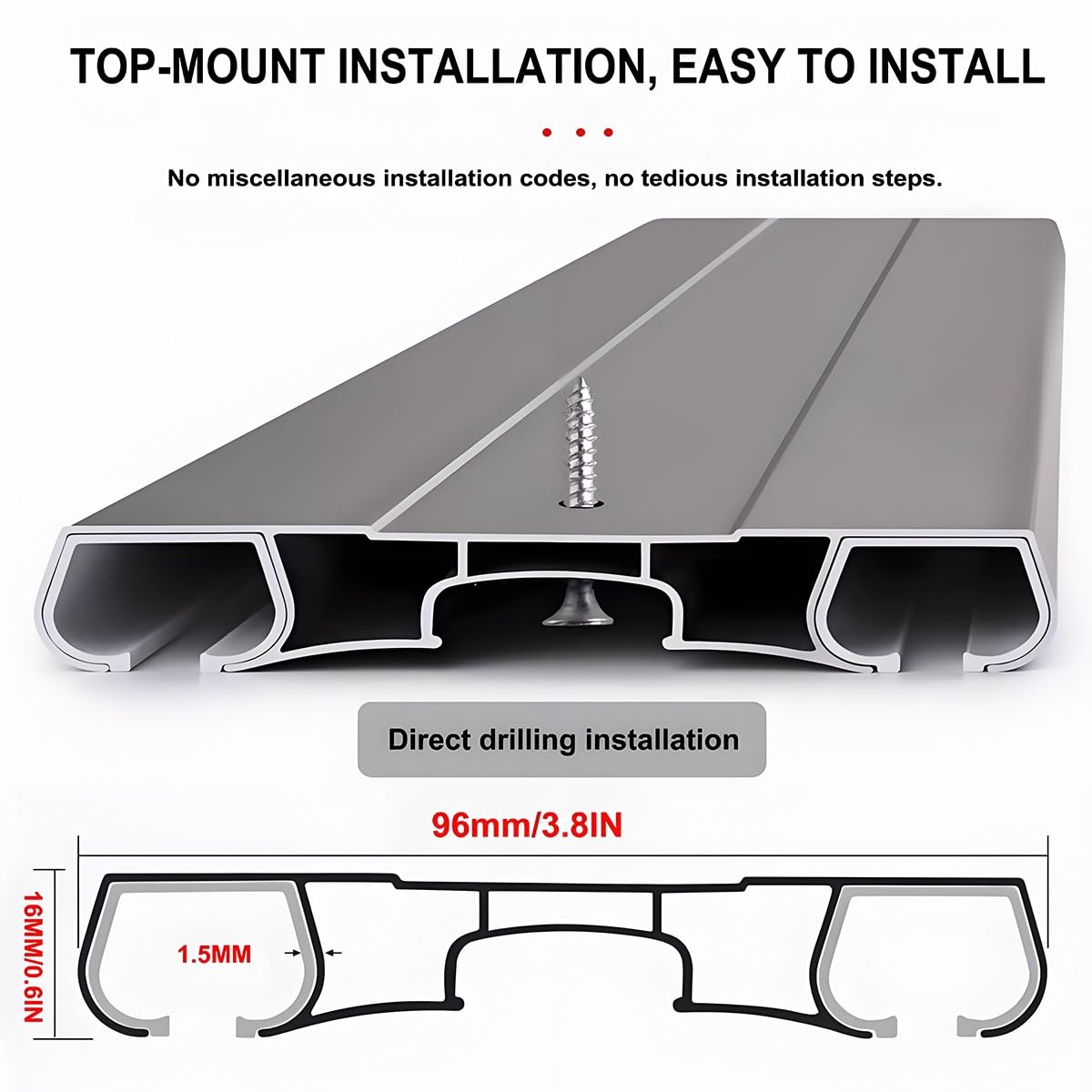 Rail de Rideau en Aluminium fixé au Plafond, séparateur de pièce à 2 Voies pour Rideaux Transparents 2,7 m (8,9 pi) d Idéal pour Les balcons, Les hôtels et Les VR.