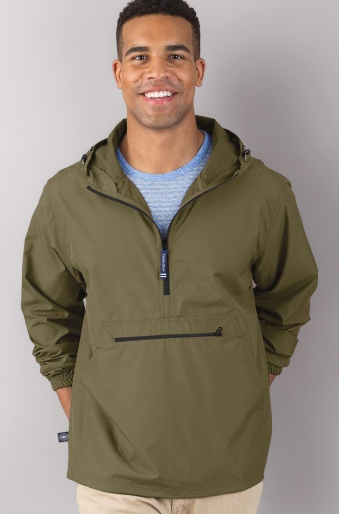 Charles River Apparel Unisex-Adults Pack-n-Go Windbreaker Pullover, Olive, Large