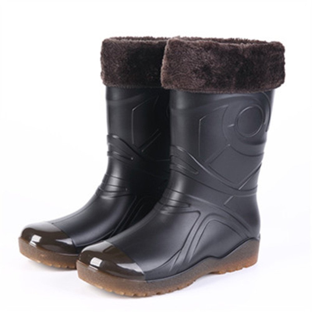 Men Wellington Boots Women Wellies Rain Boots Winter Rubber Boot Waterproof Snow Shoes with Removable Warm Fur Liner