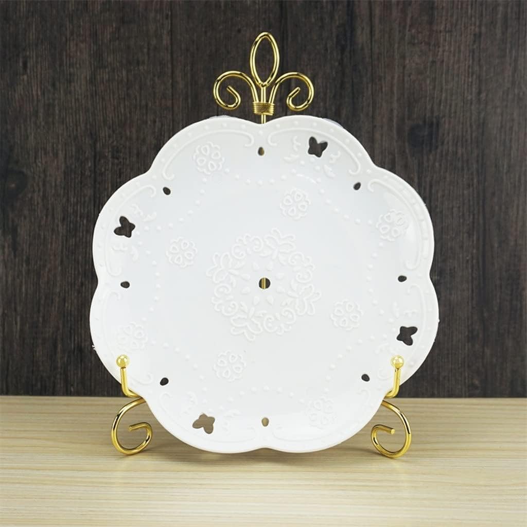 Large Iron 10 inch plate stand Holder Picture Frame stand Easel Display stand Black and gold(E)