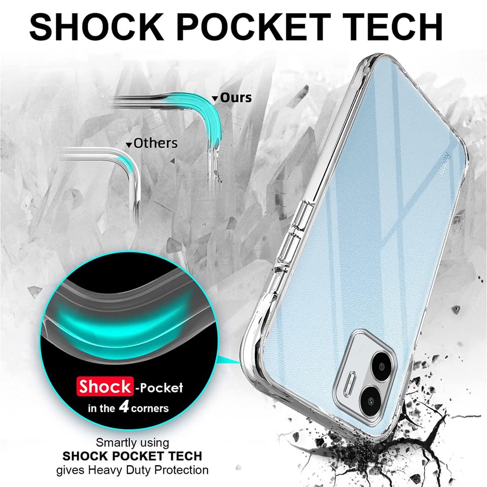 Image of Jkobi Back Cover Case for Xiaomi Redmi A1 2022 (Silicone Crystal Clear | Pure Camera Protection | Soft and Flexible for Charger and Headphone sockets | Shockproof Bumpers | Transparent)