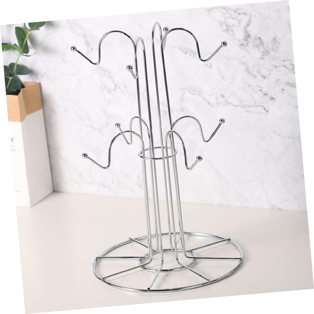 Amosfun 1pc Creative Iron Mug Rack for Kitchen Upside-Down Cup Holder Heavy Duty Hooks for Coffee Mugs and Storage Elegant Design for Home Decor