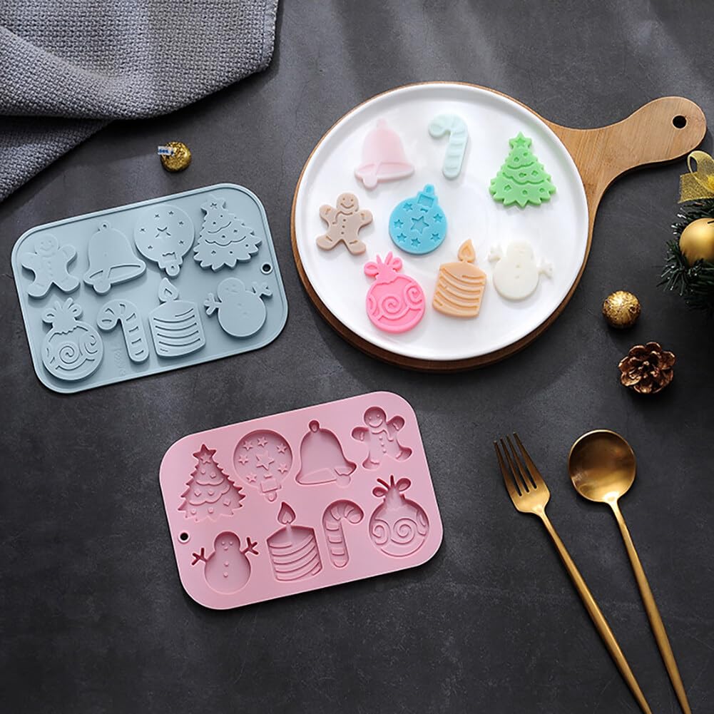 Voyyphixa 2PCS Natale Stampi per Resina Candela Resina Epossidica Trasparente Kit Stampi Sapone Silicone Fai da te Aromaterapia Fondente Cioccolato