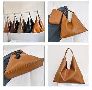 Slouchy Hobo Bags for Women Tote Bag Retro PU Leather