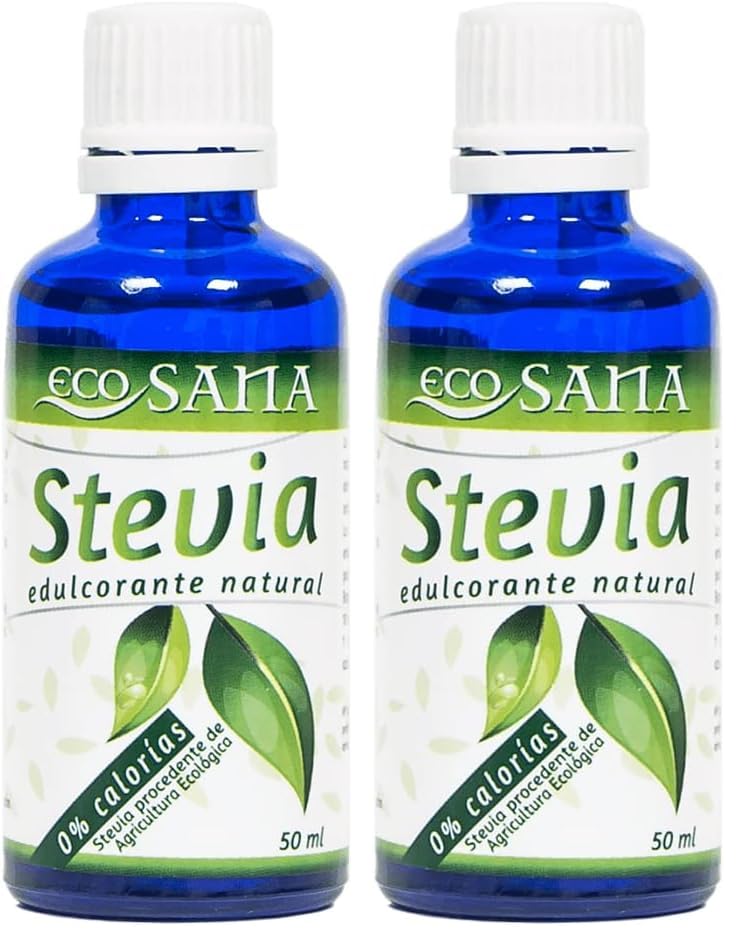 ECOSANA STEVIA by DRASANVI - Edulcorante líquido con 0% calorías y gran poder endulzante - VEGANO - SIN GLUTEN - 50ml (Paquete de 2)