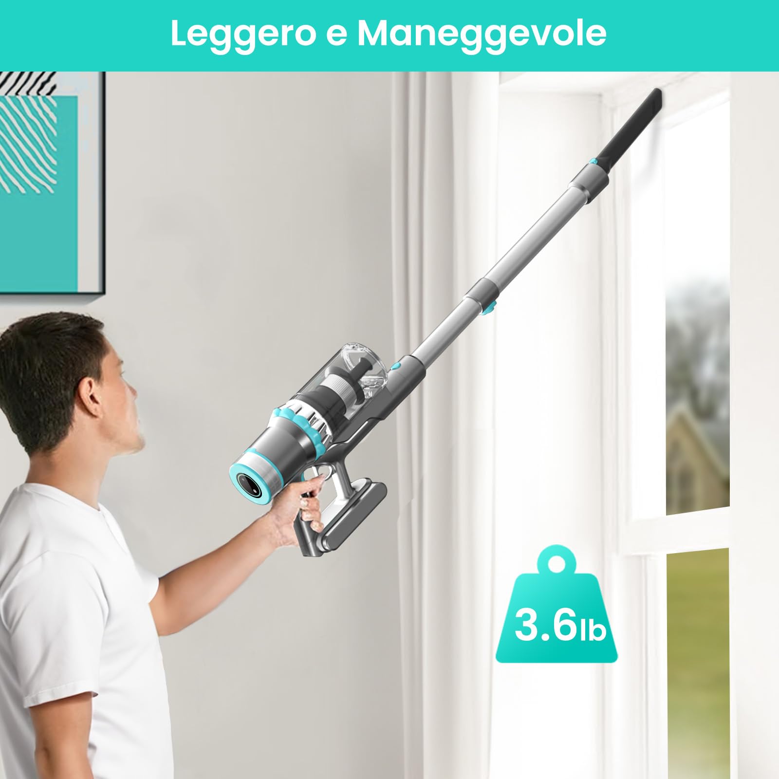 Belife BVC11 Aspirapolvere Senza Fili, 45KPa/550W, Batteria Rimovibile, Scopa Elettrica Senza Fili Potente 6 in 1 con Touchscreen LED per Pavimenti/Tappeti/Peli Animali (Blu)