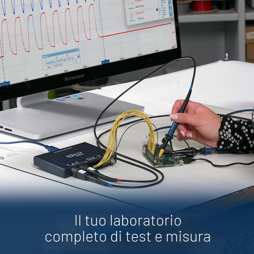 Pico Technology PicoScope 2205A Mixed-Signal Oscilloscopio 2 canali USB digitale portatile PC, 25 MHz, 48 kS, 500 MS/s con sonde e PS7 software