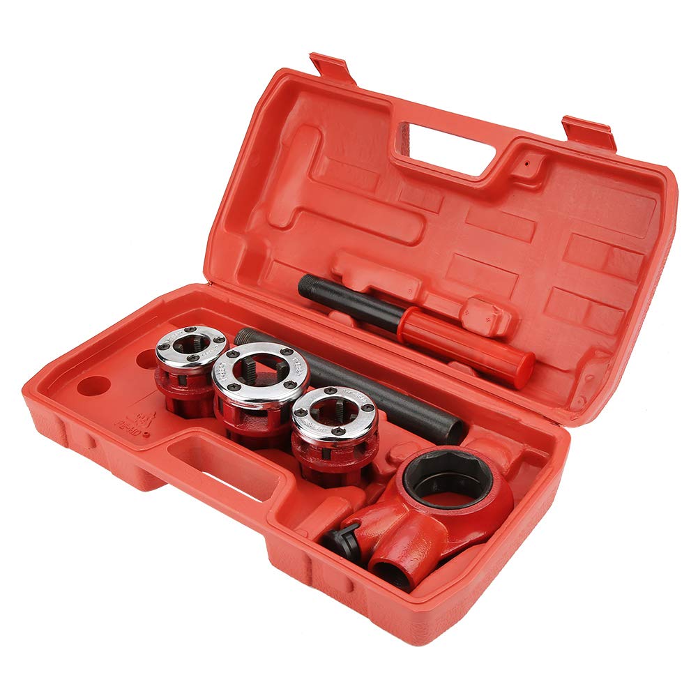 Roscadora manual de tubos, juego de machos y terrajas, kit de corte de tuberías para fontanería, roscado manual de 0,5, 0,75 y 1,25 pulgadas, juego de herramientas de roscado manual, terrajas para