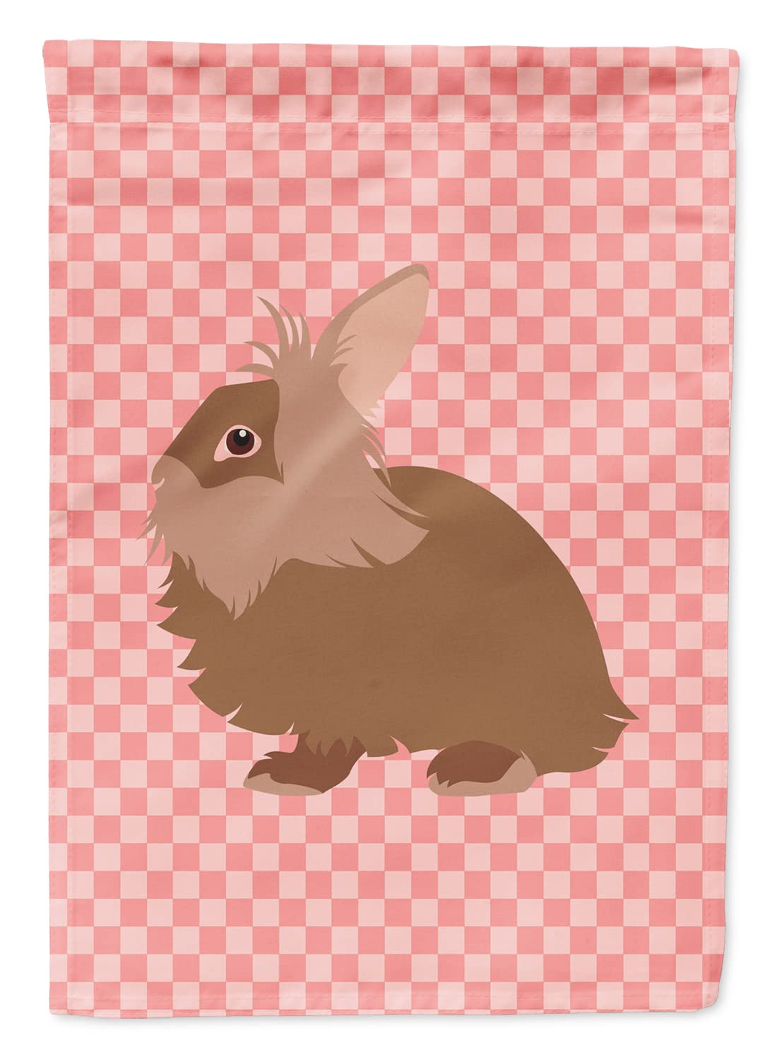 Caroline's Treasures BB7960GF Lionhead Rabbit Pink Check Flag Garden Size , Small, multicolor