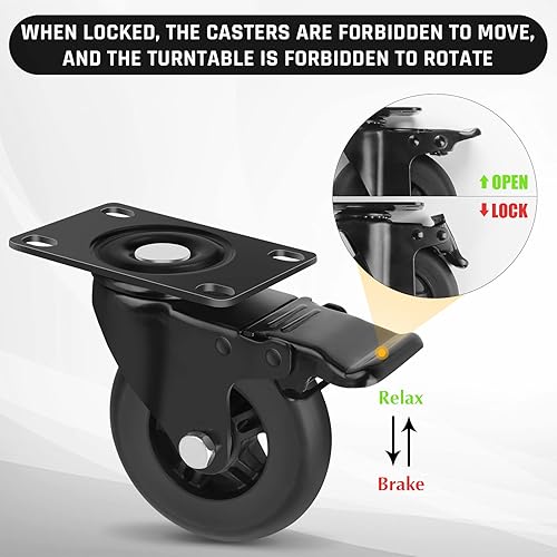 Miniatura 4 de Apllamo Ruedas giratorias de 4 pulgadas, ruedas industriales, ruedas para muebles con freno, juego de 4 ruedas resistentes. Adecuado para muebles y