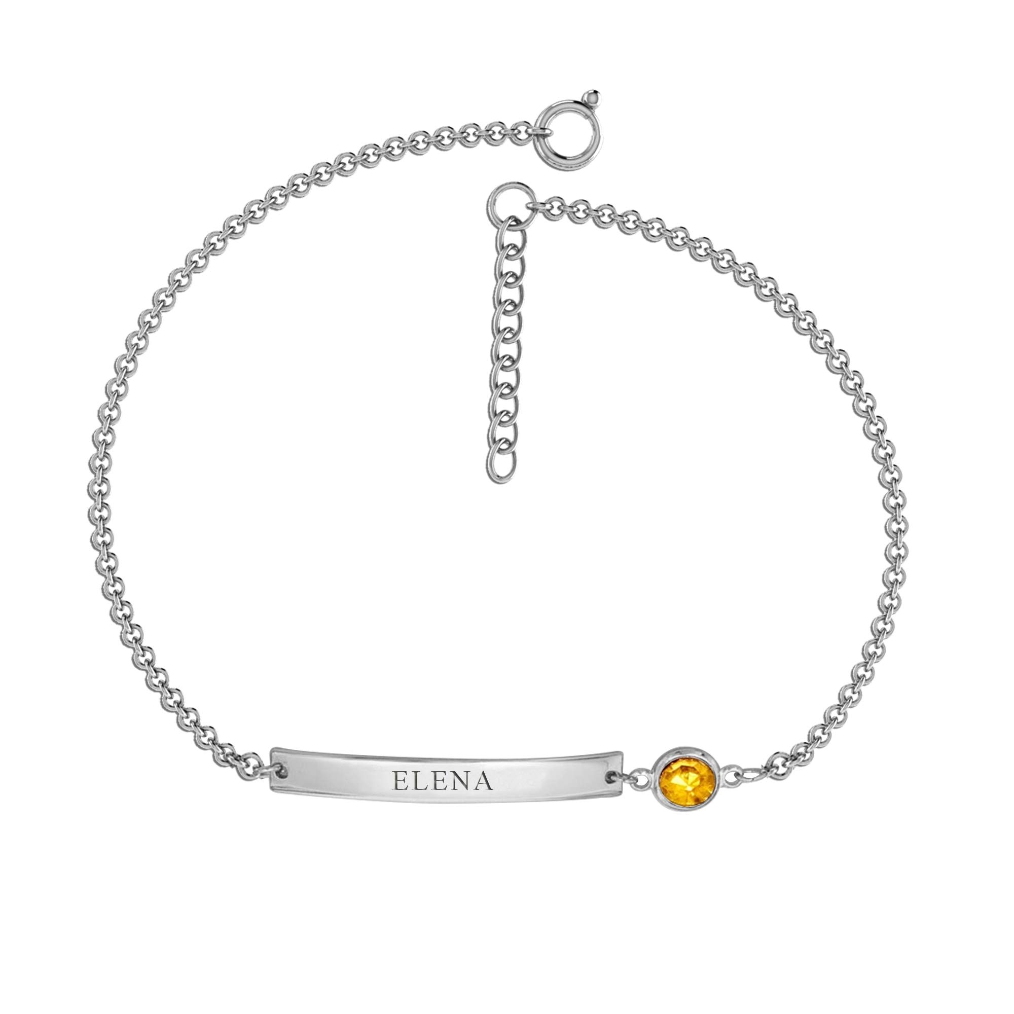 Personalised Customized 925 Sterling-Silver Engraved Name Birthstone Bar Bracelet for Womens (B0922KJBLN) Amazon Price History, Amazon Price Tracker