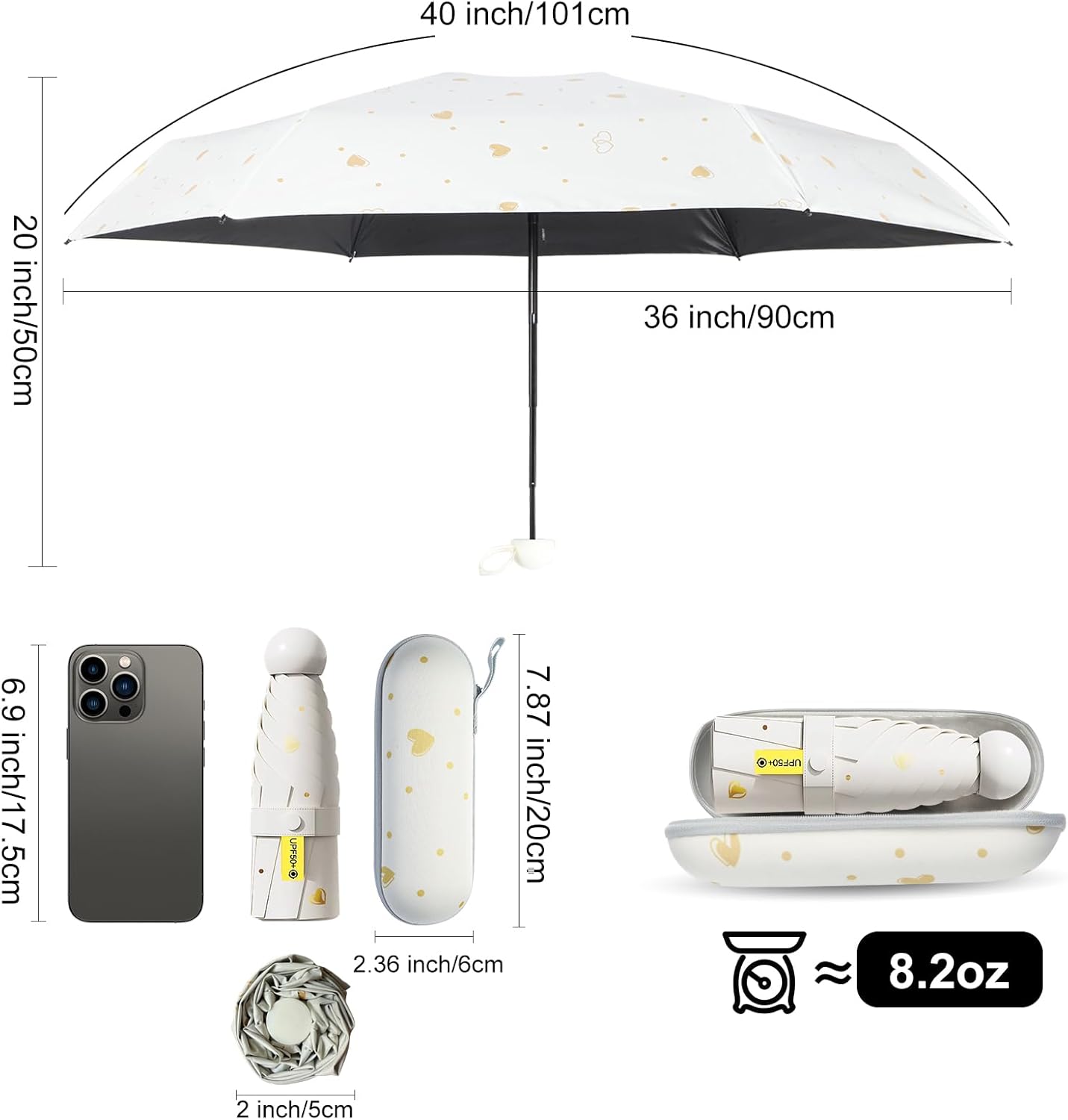 Compact Travel Umbrella - Mini Manual Umbrella for Purse, Windproof & UPF 50+ Sun & Rain Protection, Lightweight Portable Folding with Case for Women, Men,Kids - Image 5