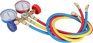 Keenso Manómetro de colector – Juego de manómetros de 500 psi, herramienta esencial para pruebas de refrigerante, juego de manómetros de diagnóstico de CA, carga y evacuación, adecuado para R502 R 12